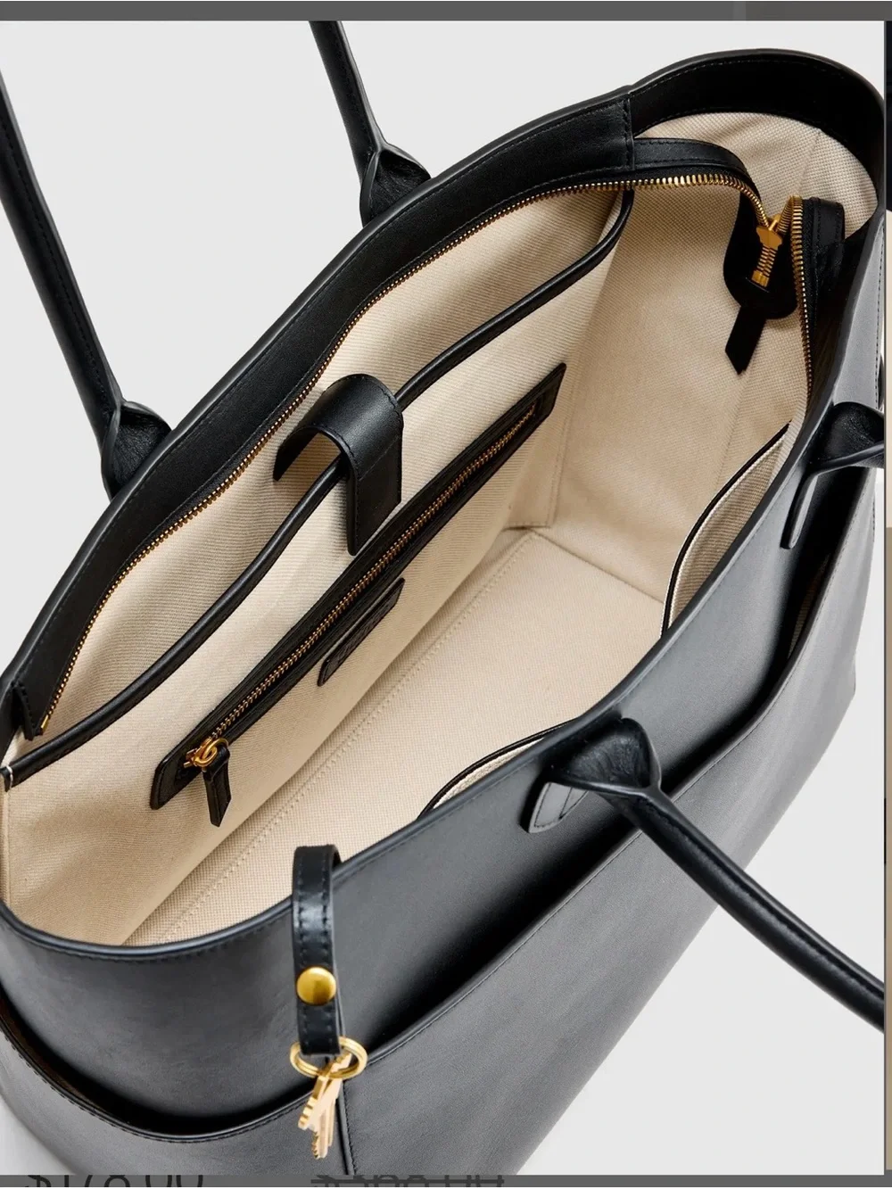 Quince Hudson Black Leather Tote Bag - Black